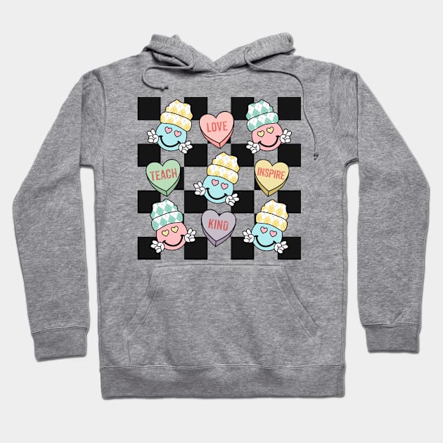 Teacher Valentines Day Inspirational Conversation Hearts Hoodie by SilverLake